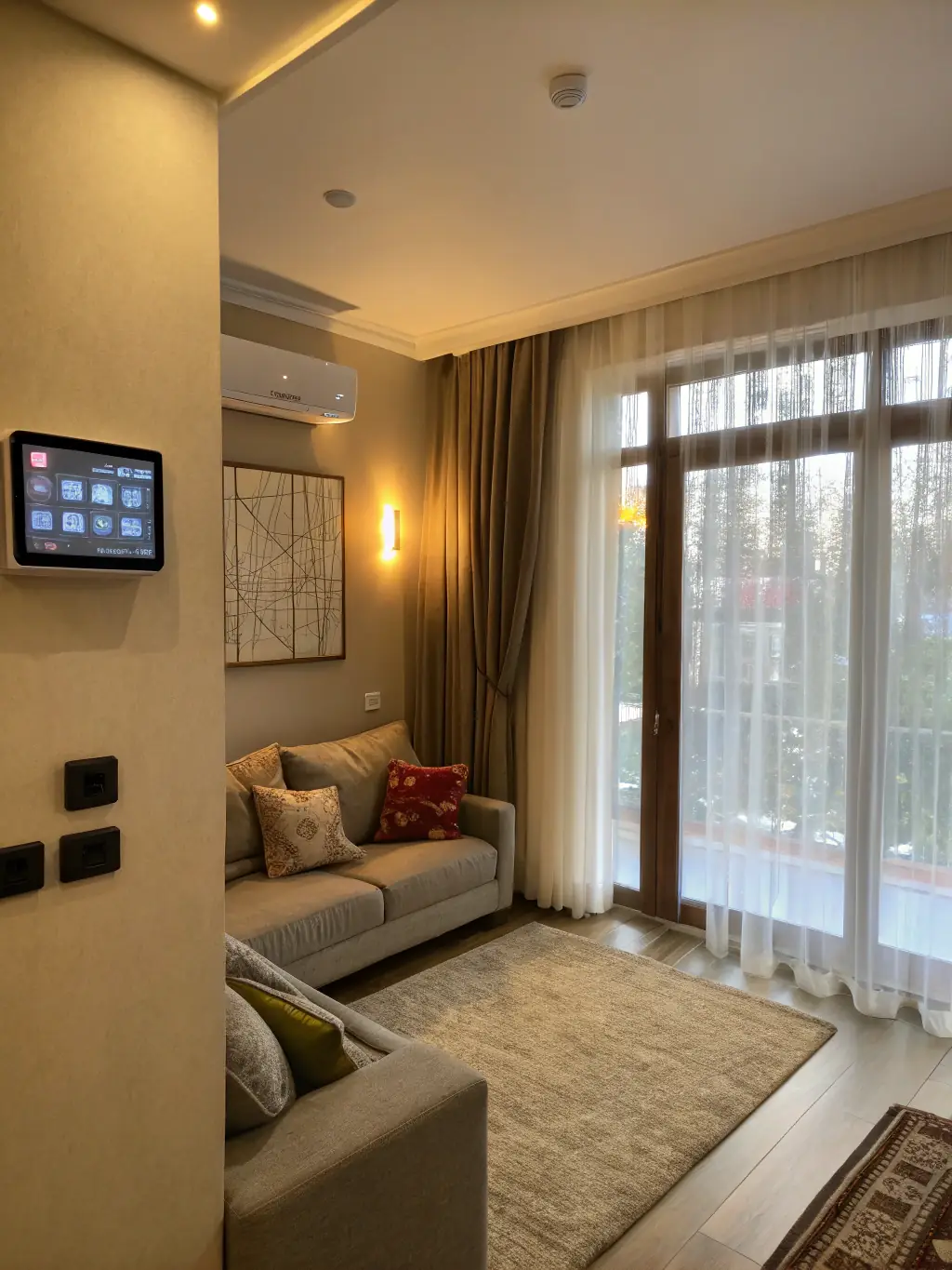 A person using a smartphone to control the lights in their living room, showcasing the convenience of smart switch technology.
