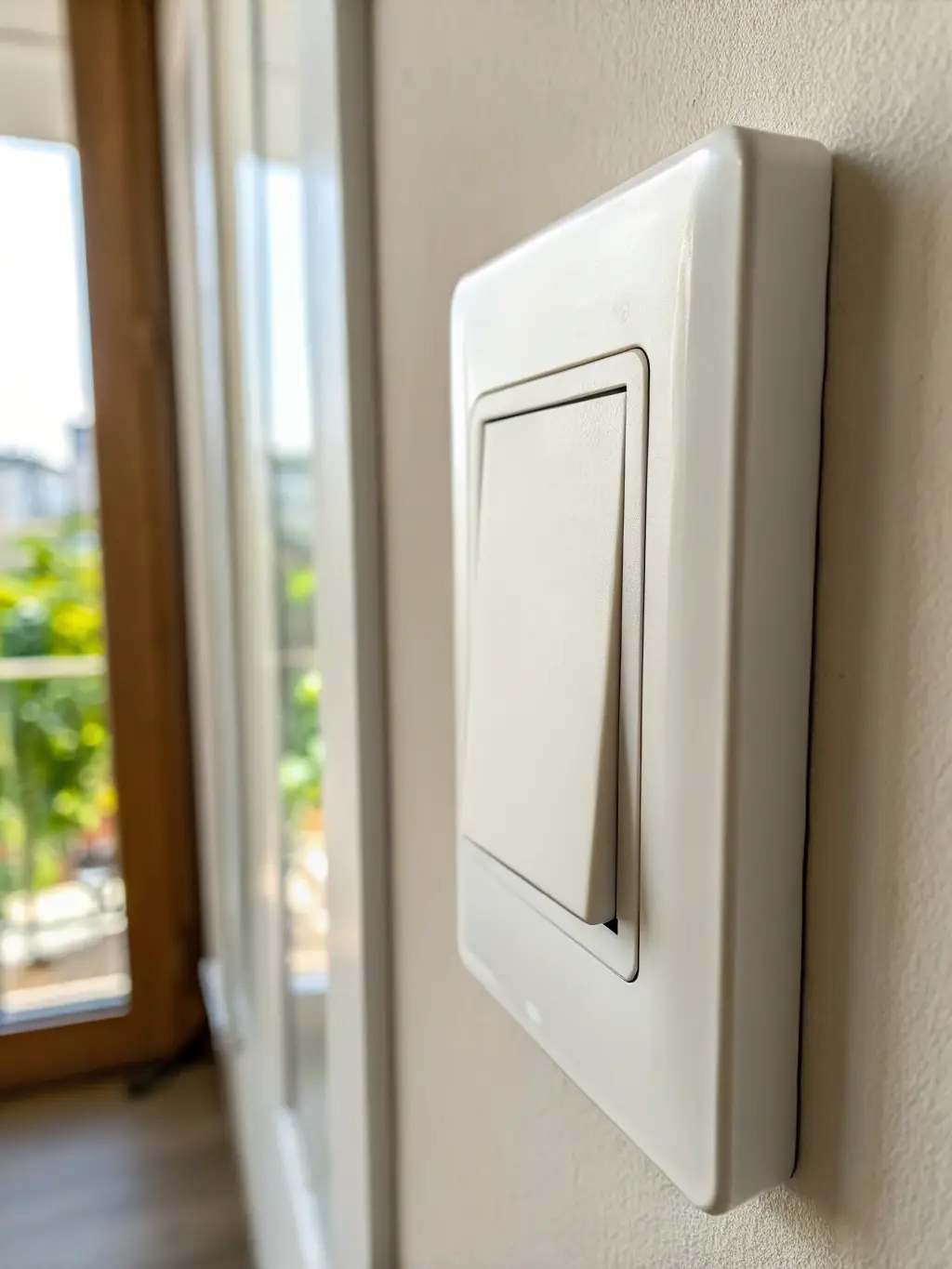 A smart switch installed in a modern kitchen, highlighting its sleek design and seamless integration with the home decor.